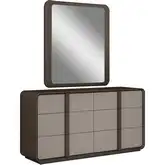 Velisse Dresser & Mirror Set in Brown Metal Lacquer & Grey Lacquer